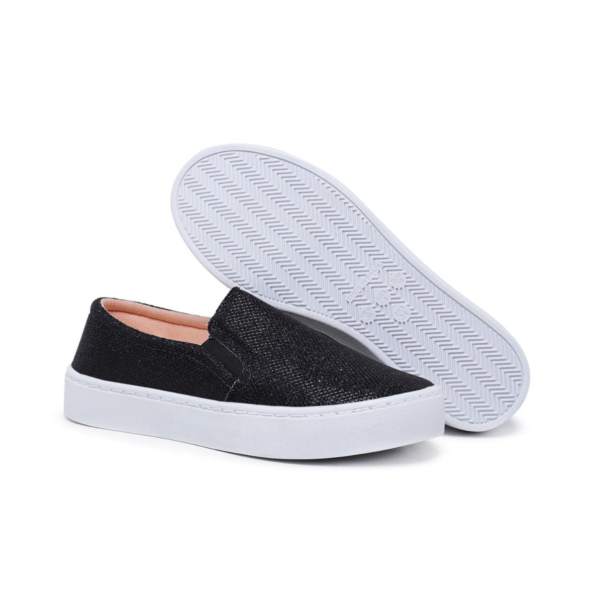 Tênis Slip On Feminino Glitter Preto