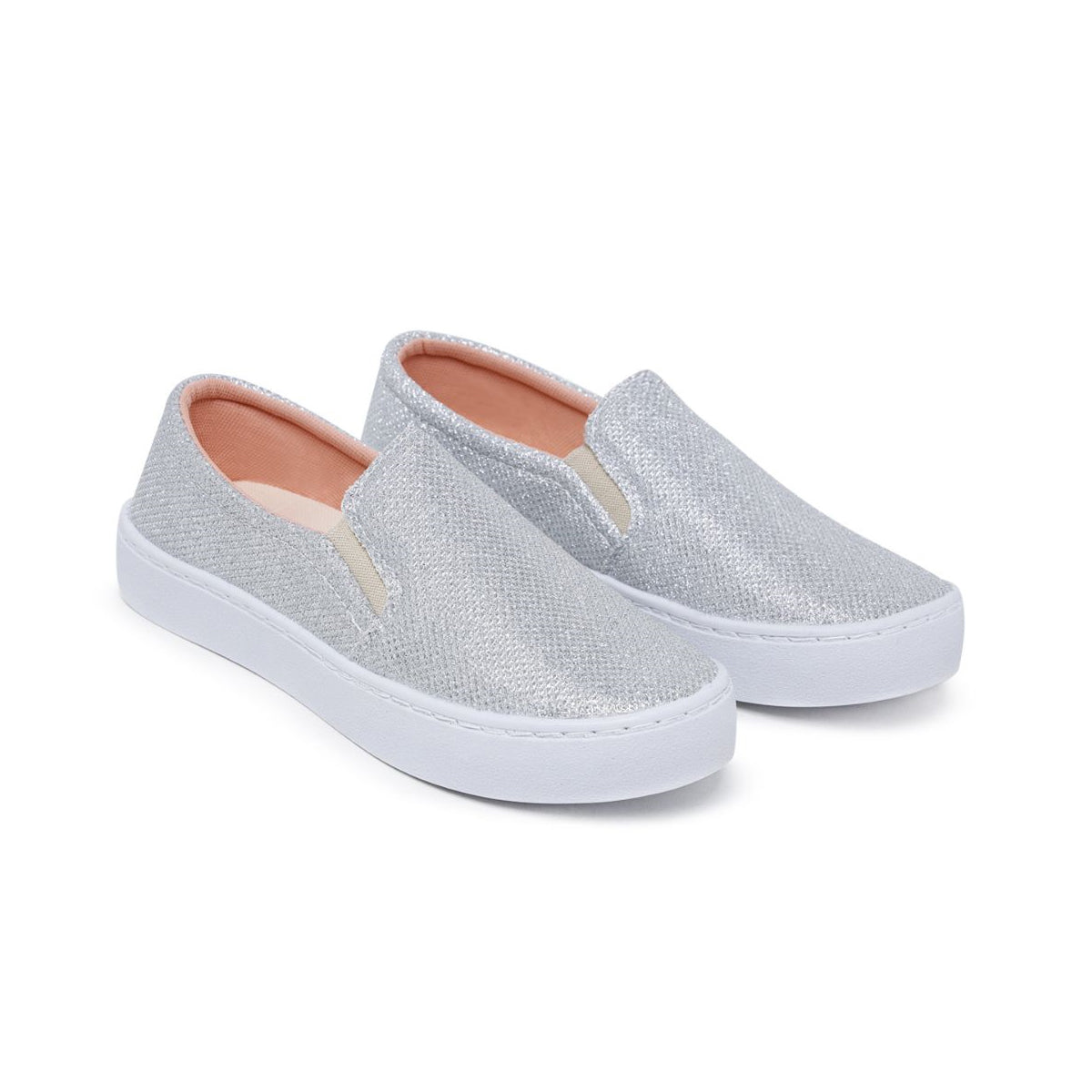 Tênis Slip On Feminino Glitter Prata